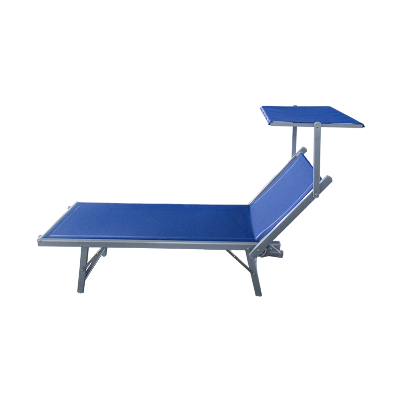 Aluminium Folding Beach Sun Sleeping Bed Beach Lounge med tak