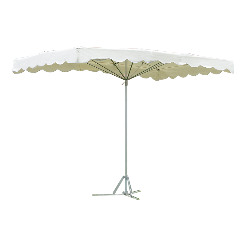 Black Rectangle Table and Market Patio paraply