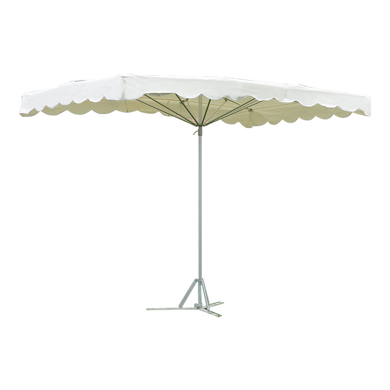 Black Rectangle Table and Market Patio paraply